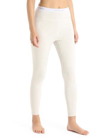 Ecru Heather Women's Icebreaker 15.5 Merino Thermal Leggings | USA 1537DFMN